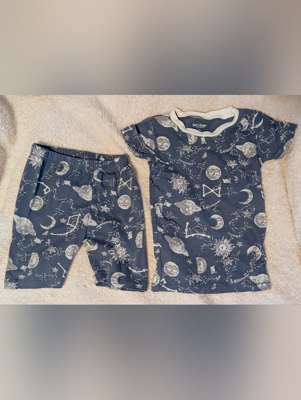 Burt's Bees Blue Space-Print Kids Cotton Pajama Set 4T